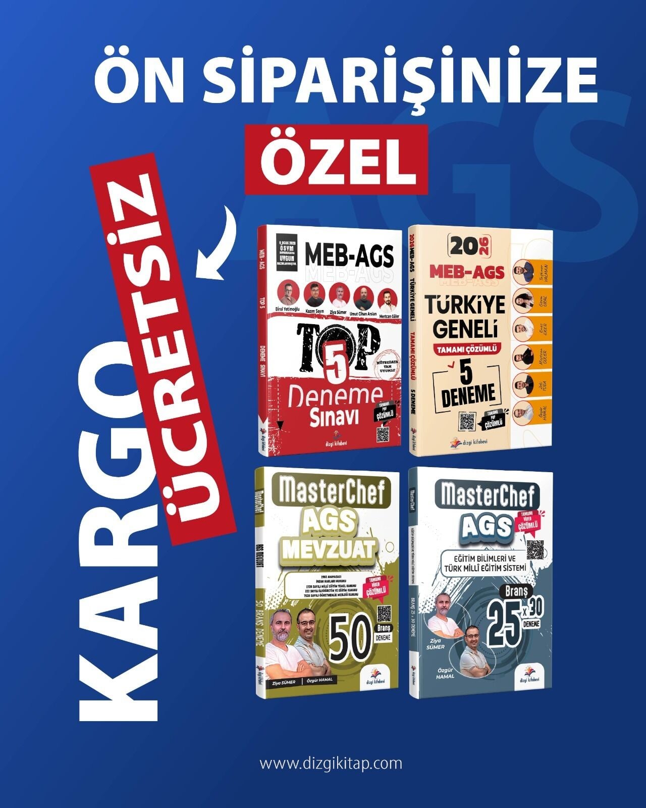 Dizgi Kitap 2026 MEB AGS TOP 5 Genel Deneme, Türkiye Geneli 5 Deneme, Eğitim Bilimleri ve Türk Milli Eğitim Sistemi, Mevzuat Branş Deneme Seti Özgür Hamal, Zeki Tuğa