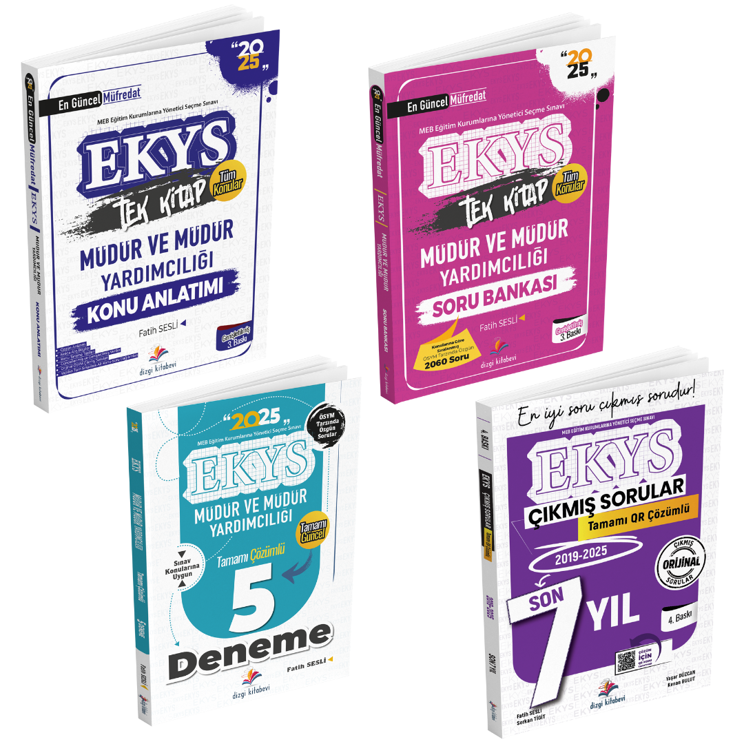 Dizgi Kitap MEB EKYS Müdür ve Müdür Yardımcılığı Konu Anlatımı, Soru Bankası, Deneme ve Tamamı Qr Çözümlü Çıkmış Sorular Seti﻿ Fatih Sesli