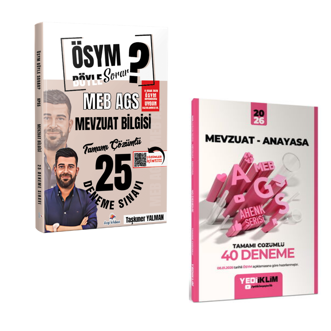 Dizgi Kitap ÖSYM Böyle Sorar 2026 MEB AGS Mevzuat Bilgisi 25 Deneme & Meb-Ags Ahenk Mevzuat-Anayasa 40 Deneme Yediiklim Seti