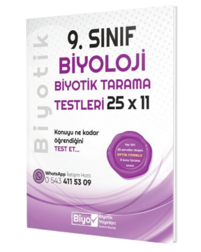Biyotik Yayınları 9. Sınıf Biyoloji 25 x 11 Biyotik Tarama Testleri