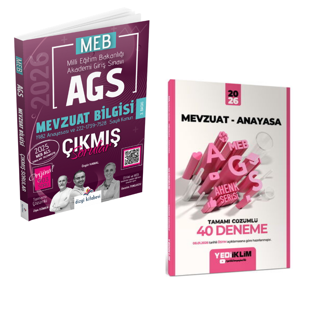 Dizgi Kitap 2026 MEB AGS Mevzuat Bilgisi Çıkmış Sorular & MEB AGS Mevzuat-Anayasa 40 Deneme Yediiklim Seti