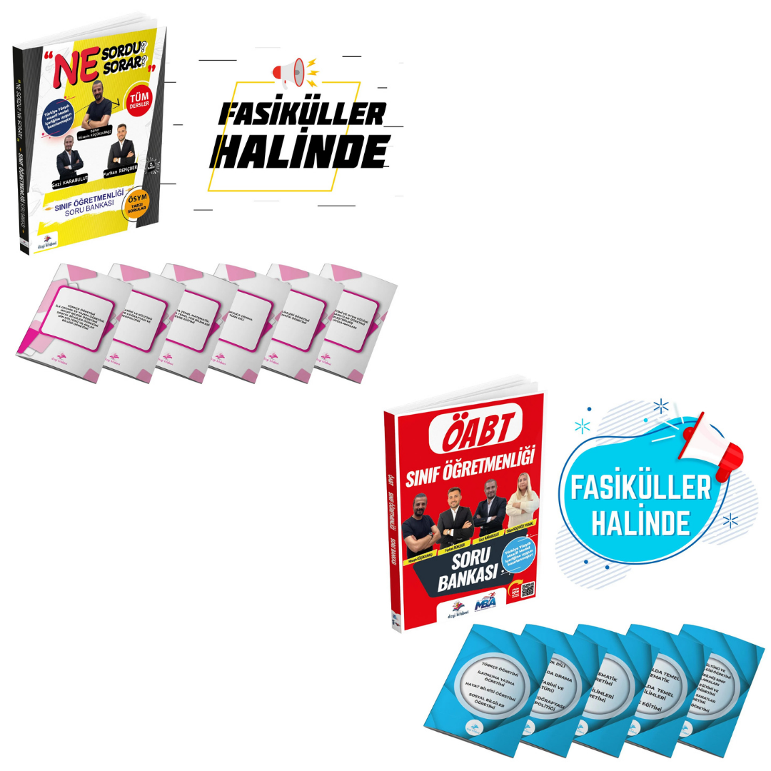 Dizgi Kitap 2025 Ne Sordu Ne Sorar Meb Ags Öabt Sınıf Öğretmenliği Maarif Modele Uygun Fasiküller Halinde Soru Bankası ve Pdf Çözümlü Soru Bankası Seti