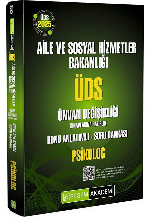 2025 ÜDS Aile ve Sosyal Hizmetler Bakanlığı Ünvan Değişikliği Sınavlarına Hazırlık Konu Anlatımlı Soru Bankası Psikolog Pegem Yayınları