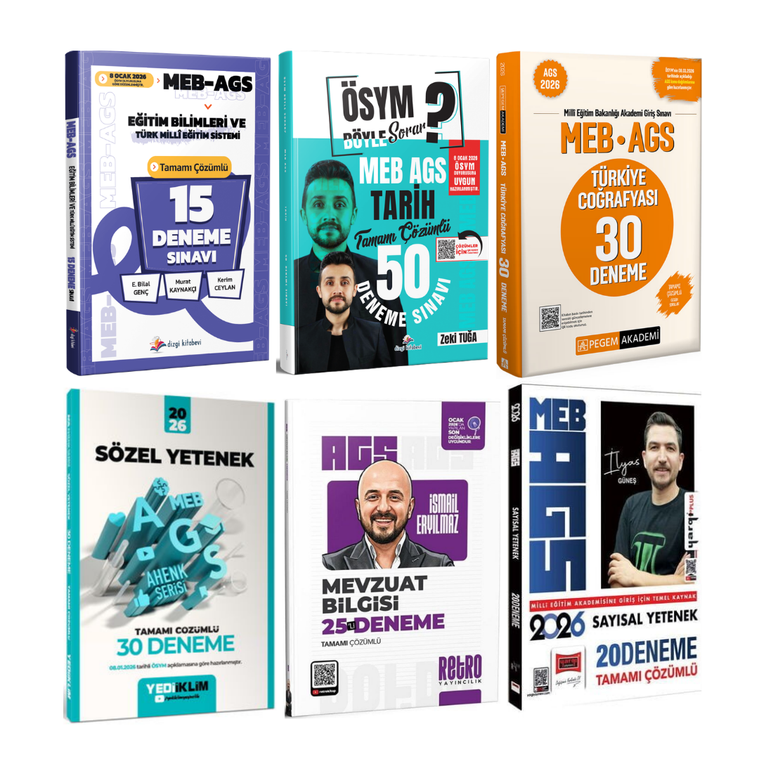 Dizgi Kitap 2026 MEB AGS Tüm Dersler Eğitim Bilimleri ve Türk Milli Eğitim Sistemi, Tarih, Türkiye Coğrafyası, Sözel Yetenek, Sayısal Yetenek, Mevzuat Bilgisi 170 Deneme Karma Yayınlar Seti