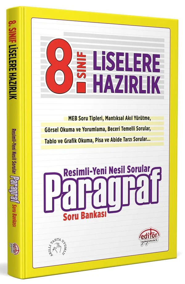 8. Sınıf Yeni Nesil Sorularla Paragraf Soru Bankası Editör Yayınları