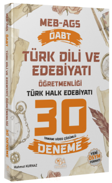 CBA Yayınları ÖABT MEB-AGS Türk Dili ve Edebiyatı Öğretmenliği Türk Halk Edebiyatı 30 Deneme Çözümlü - Mahmut Kurnaz CBA Yayınları - İADESİZ