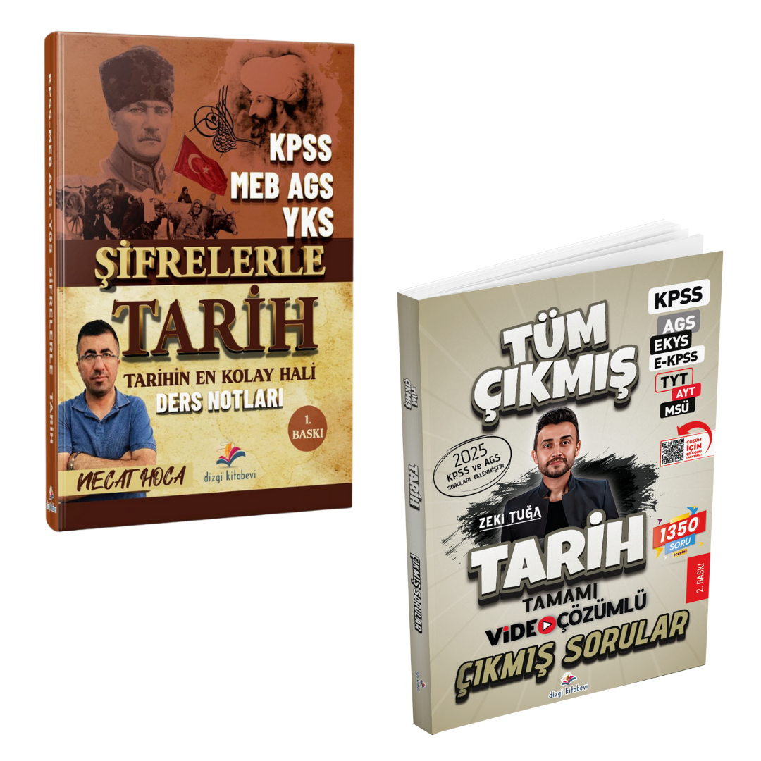 Dizgi Kitap KPSS MEB AGS YKS Şifrelerle Tarih Ders Notları ve Tarih Tüm Sınavlar Tamamı Video Çözümlü Çıkmış Sorular Seti