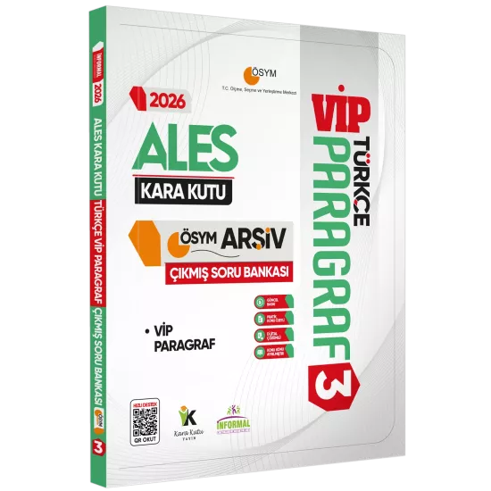 2026 ALES Türkçenin Kara Kutusu PARAGRAF 3 VİP ÖSYM Çıkmış Soru Havuzu Bankası Dijital Çözümlü İnformal Yayınları