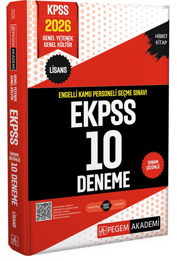 2026 E-KPSS Engelli Kamu Personeli Seçme Sınavı Tamamı Çözümlü 10 Deneme (Lisans) Pegem Yayınları