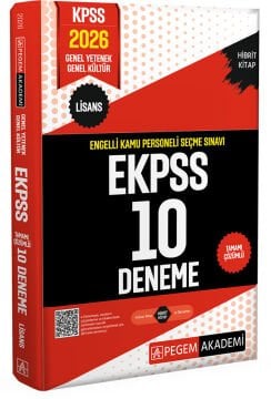 Pegem Akademi 2026 EKPSS Engelli Kamu Personeli Seçme Sınavı Tamamı Çözümlü 10 Deneme (Lisans)