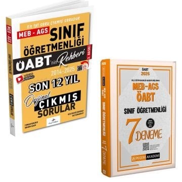 Dizgi Kitap 2026 MEB-AGS ÖABT Sınıf Öğretmenliği Son 12 Yıl Orijinal Çıkmış Sınav Soruları ve Pegem Yayınları Sınıf Öğretmenliği Tamamı Çözümlü 7 Deneme Seti
