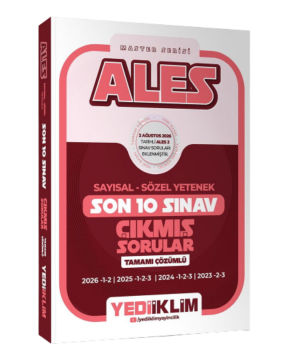 Yediiklim Yayınları 2027 ALES Master Serisi Sayısal Sözel Yetenek Tamamı Çözümlü Son 10 Sınav Çıkmış Sorular