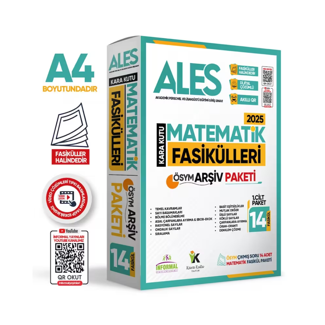 2026 ALES MATEMATİK Kara Kutu 1.Cilt Fasikül SETİ (14lü) ÖSYM Çıkmış Soru Bankası Çözümlü PAKET İnformal Yayınları