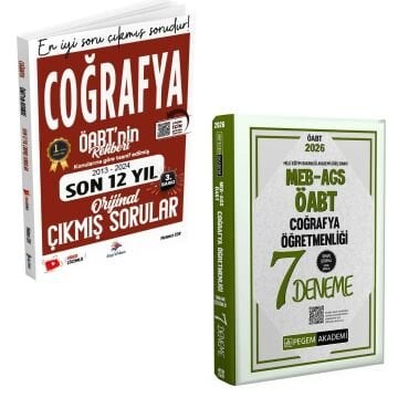 Dizgi Kitap Öabt Coğrafya Son 12 Yıl Video Çözümlü Çıkmış Sorular ve MEB AGS ÖABT Coğrafya Öğretmenliği Tamamı Çözümlü 7 Deneme Pegem Yayınları Seti