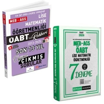 Dizgi Kitap 2026 MEB-AGS ÖABT Lise Matematik Son 13 Yıl Orijinal Çıkmış Sınav Soruları ve Pegem Yayınları Lise Matematik Öğretmenliği Tamamı Çözümlü 7 Deneme Seti