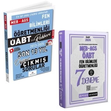Dizgi Kitap 2026 Meb Ags ÖABT Fen Bilimleri Öğretmenliği Son 13 Yıl Orijinal Çıkmış Sınav Soruları ve MEB AGS ÖABT Fen Bilimleri Öğretmenliği Tamamı Çözümlü 7 Deneme Pegem Yayınları Seti