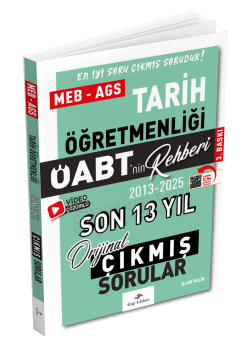 Dizgi Kitap 2026 Meb Ags ÖABT Tarih Öabt'nin Rehberi Konularına Göre Tasnif Edilmiş Son 13 Yıl Orijinal Video Çözümlü Çıkmış Sınav Soruları Selami Yalçın 3. Baskı
