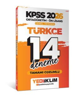 2026 KPSS Ortaöğretim Ön Lisans Genel Yetenek Türkçe Tamamı Çözümlü 14 Deneme Yediiklim Yayınları