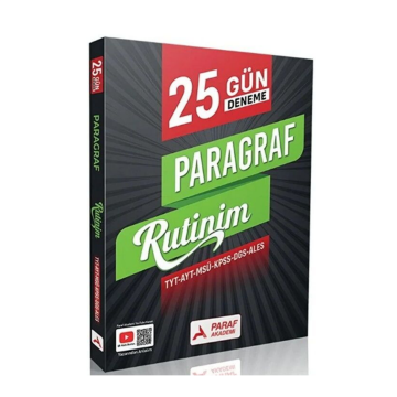 Paraf Yayınları TYT AYT MSÜ KPSS DGS ALES Paragraf Rutinim 25 Gün Deneme