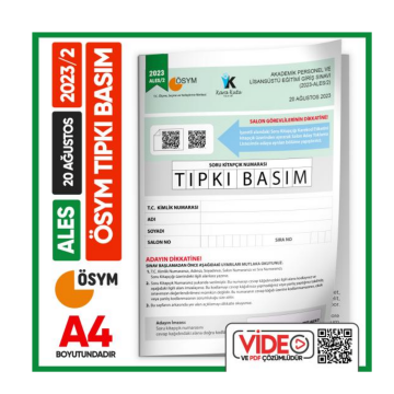 ALES 2023/2 Ağustos ÖSYM Tıpkı Basım Çıkmış Soru Deneme Kitapçığı Video/PDF Çözümlü Türkiye Geneli İnformal Yayınları