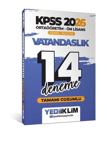 2026 KPSS Ortaöğretim Ön Lisans Genel Kültür Vatandaşlık Tamamı Çözümlü 14 Deneme Yediiklim Yayınları