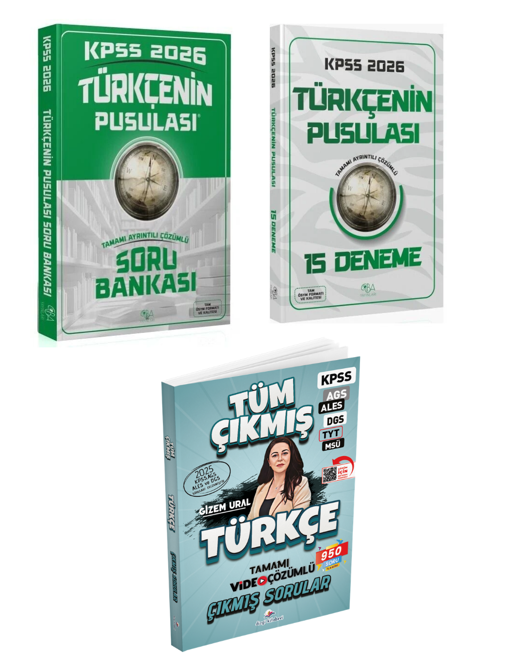 Dizgi Kitap 2026 Türkçe Tüm Sınavlar Çıkmış Sorular &  KPSS Türkçenin Pusulası Soru Bankası & KPSS Türkçe Deneme CBA Yayınları Seti