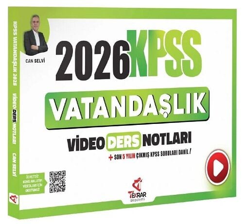 2026 KPSS Vatandaşlık Video Ders Notları Can Selvi Tekrar Akademi Yayınları