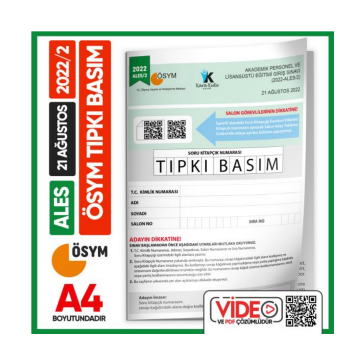 ALES 2022/2 ÖSYM Tıpkı Basım Çıkmış Soru Deneme Kitapçığı Video/PDF Çözümlü Türkiye Geneli İnformal Yayınları