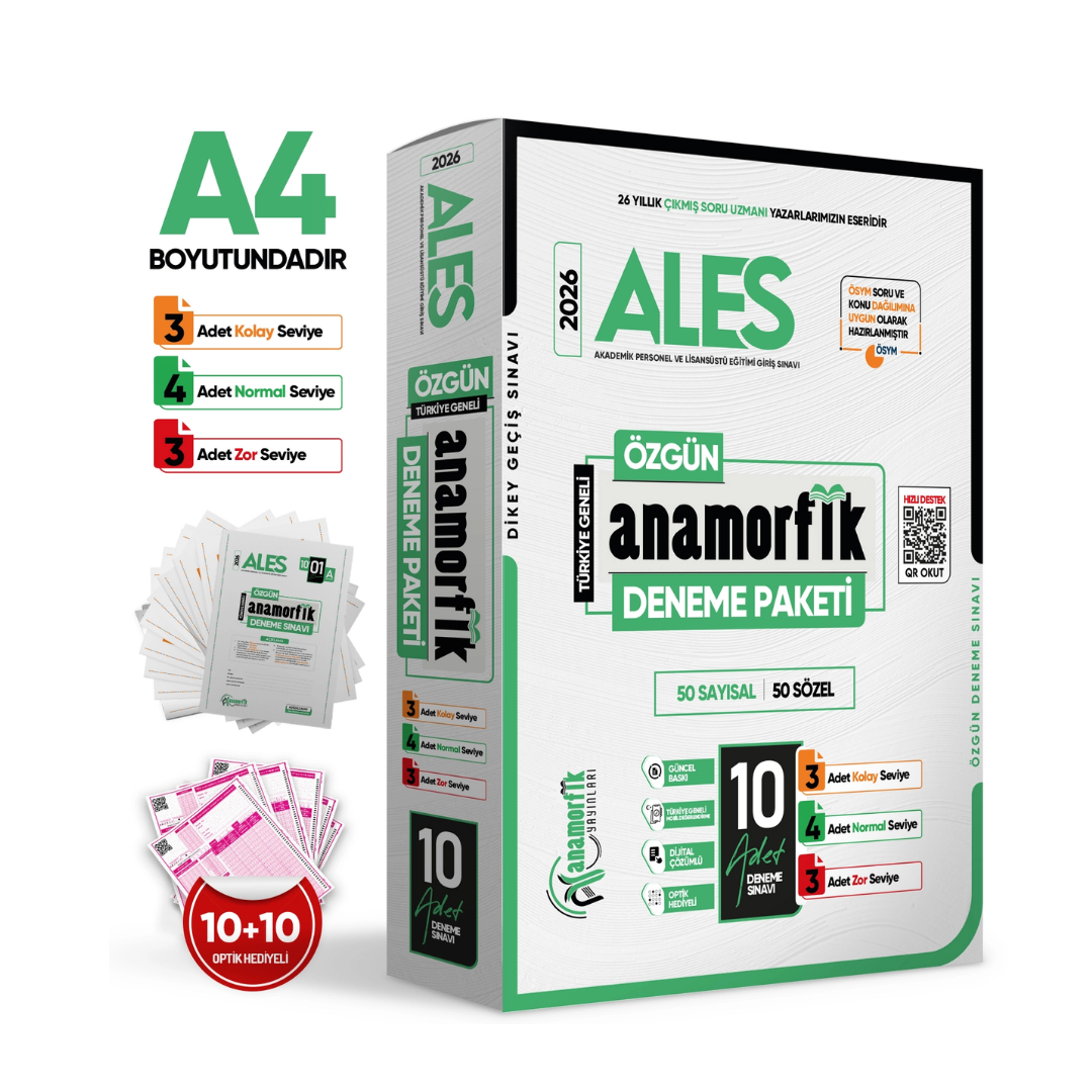 2026 ALES Anamorfik Yayınları Özgün 10lu Deneme Paketi Yeni Nesil Türkiye Geneli Dijital Çözümlü İnformal Yayınları