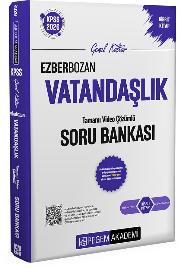 2026 KPSS Genel Yetenek Genel Kültür Ezberbozan Vatandaşlık Tamamı Video Çözümlü Soru Bankası Pegem Akademi