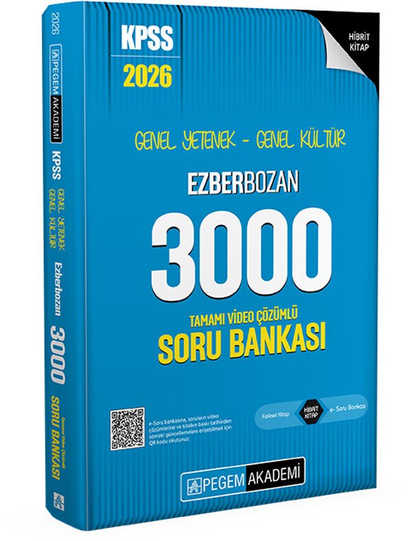 2026 KPSS Genel Yetenek Genel Kültür Ezberbozan 3000 Tamamı Video Çözümlü Soru Bankası Pegem Akademi
