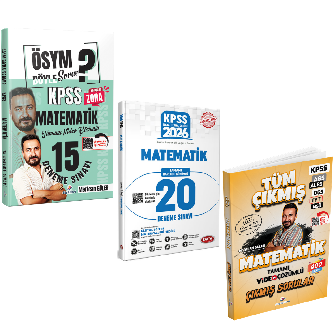 Dizgi Kitap 2026 Matematik Tüm Sınavlar Çıkmış Sorular &  ÖSYM Böyle Sorar KPSS Matematik 15 Deneme  & KPSS Ultra Serisi Matematik 20 Deneme Data Yayınları Seti