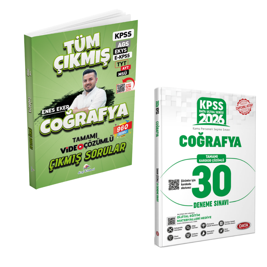 Dizgi Kitap 2026 Coğrafya Tüm Sınavlar Çıkmış Sorular & KPSS Ultra Serisi Coğrafya 30 Deneme Data Yayınları Seti