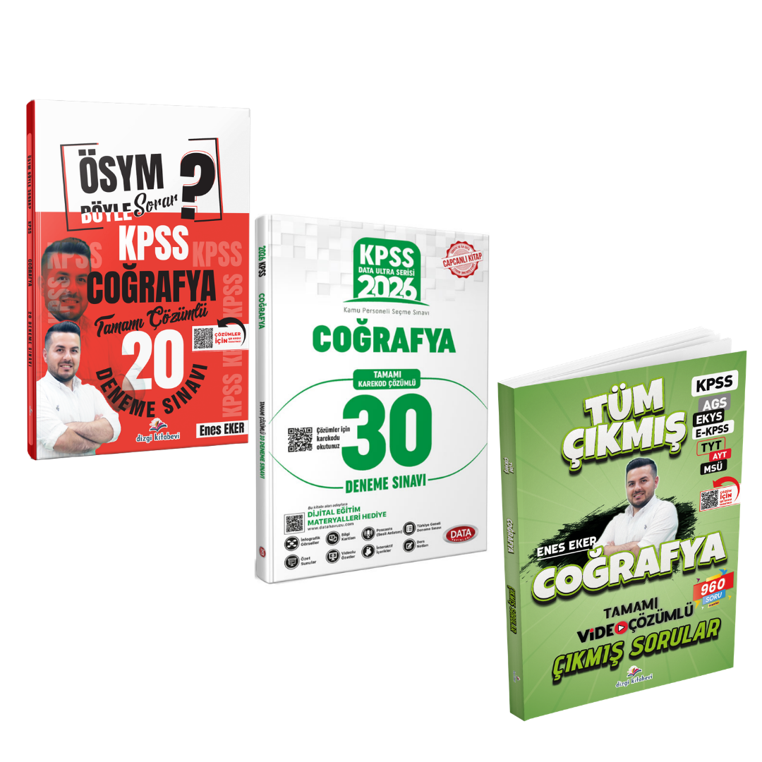Dizgi Kitap 2026 Coğrafya Tüm Sınavlar Çıkmış Sorular & ÖSYM Böyle Sorar KPSS Coğrafya 20 Deneme & KPSS Ultra Serisi Coğrafya 30 Deneme Data Yayınları Seti