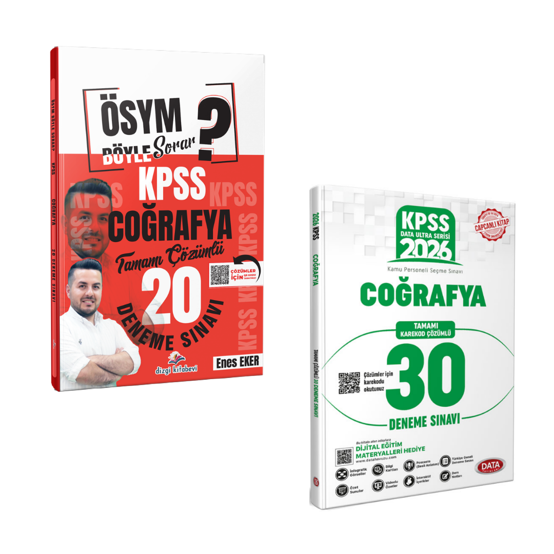Dizgi Kitap ÖSYM Böyle Sorar 2026 KPSS Coğrafya 20 Deneme Sınavı & KPSS Ultra Serisi Coğrafya 30 Deneme Data Yayınları Seti