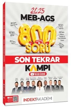 İndeks Akademi 2025 MEB-AGS Tüm Dersler Son Tekrar Kampı 800 Soru Bankası Youtube Video Çözümlü İndeks Akademi Yayıncılık