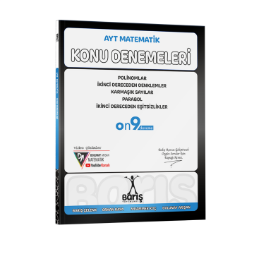Barış Yayınları AYT Matematik Polinomlar İkinci Dereceden Denklemler - Eşitsizlikler Karmaşık Sayılar Parabol Konu Denemeleri