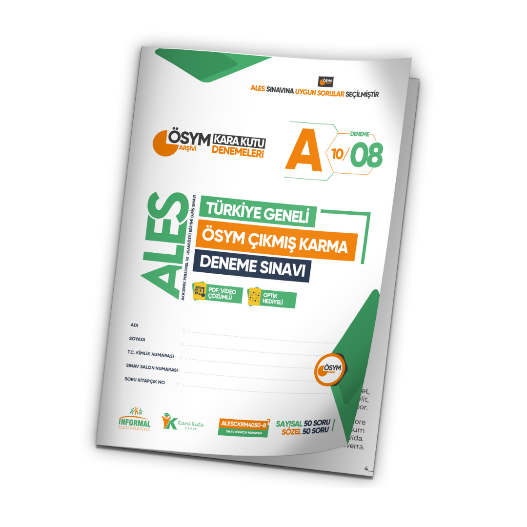 2025 ALES ÖSYM Arşivi Karma Kara Kutu Çıkmış Soru Türkiye Geneli D. Çözümlü Deneme 10/8.Kitapçık İnformal Yayınları