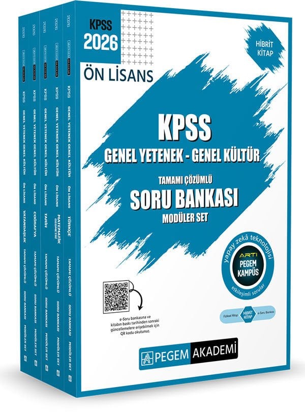 2026 KPSS Ön Lisans Soru Bankası Modüler Set Genel Yetenek Genel Kültür Tamamı Çözümlü (5 Kitap) Pegem Akademi