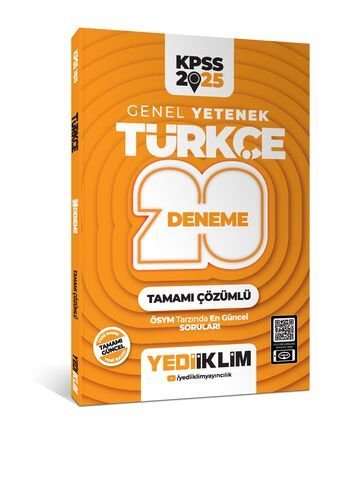 2025 KPSS Genel Yetenek Türkçe Tamamı Çözümlü 20 Deneme Yediiklim Yayınları