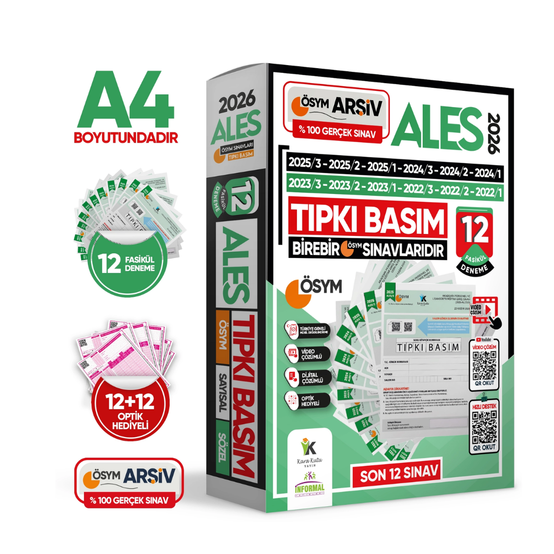 2026 ALES ÖSYM Tıpkı Basım Çıkmış Soru 12li Deneme Paketi Video ve Dijital Çözümlü Türkiye Geneli İnformal Yayınları