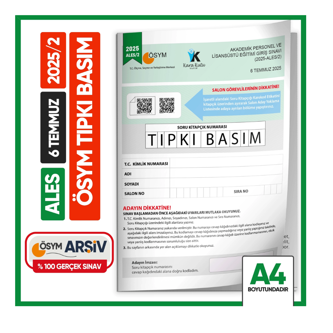 ALES 2025/2 ÖSYM Tıpkı Basım Çıkmış Soru Deneme Kitapçığı Video/PDF Çözümlü Türkiye Geneli İnformal Yayınları