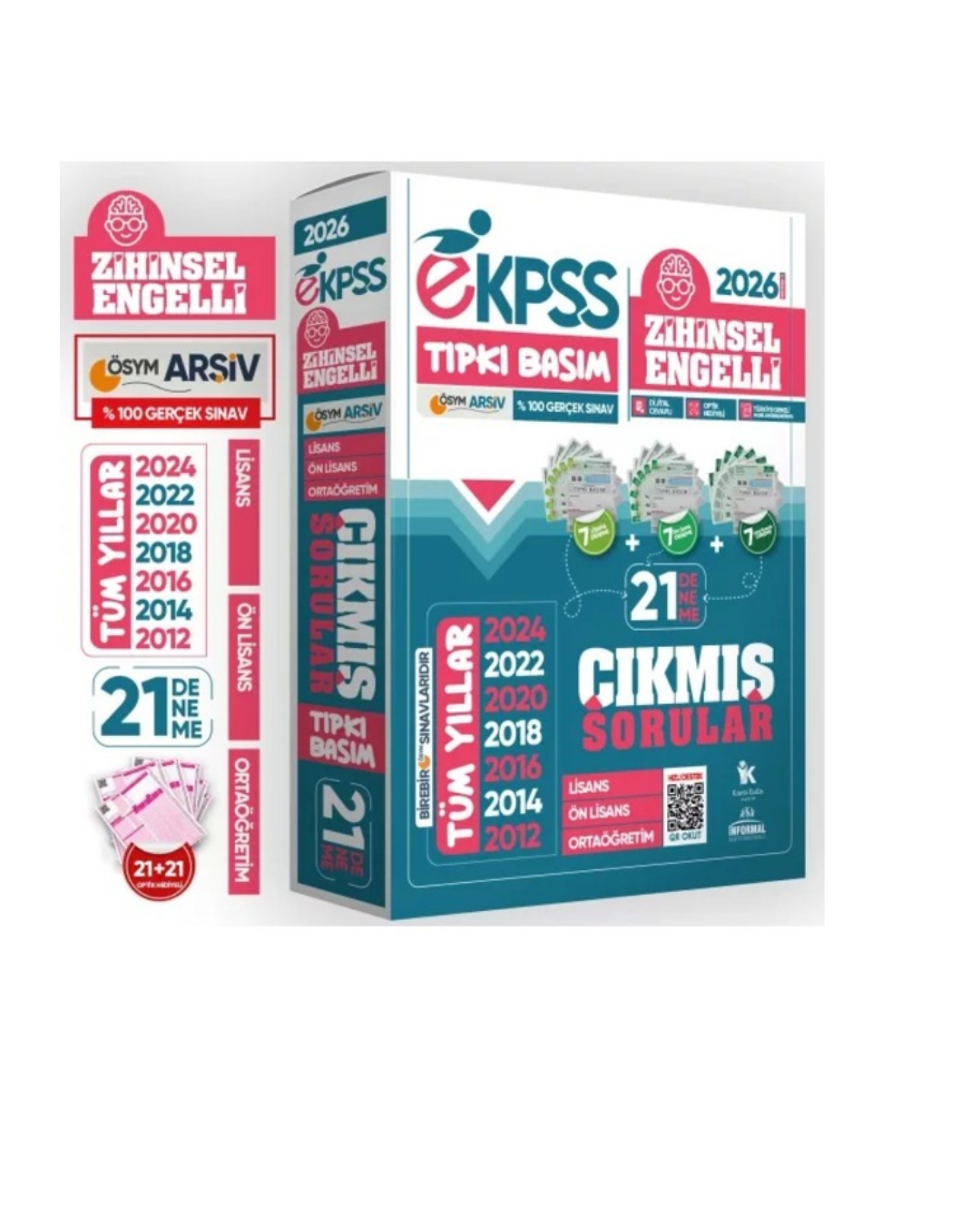 2026 EKPSS Lisans-Önlisans-Ortaöğretim Zihinsel Engelli ÖSYM Tıpkı Basım 21li Kitapçık Deneme Paketi İnformal Yayınları
