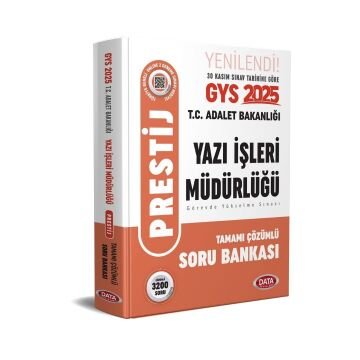 Data Yayınları 2025 GYS T.C. Adalet Bakanlığı Yazı İşleri Müdürlüğü Prestij Tamamı Çözümlü 3200 Soru Bankası
