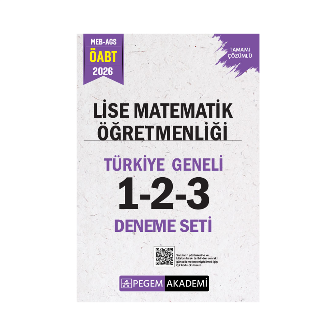 Pegem Yayınları 2026 MEB-AGS ÖABT Lise Matematik Öğretmenliği Tamamı Çözümlü Türkiye Geneli 1-2-3 (3'lü Deneme Seti)