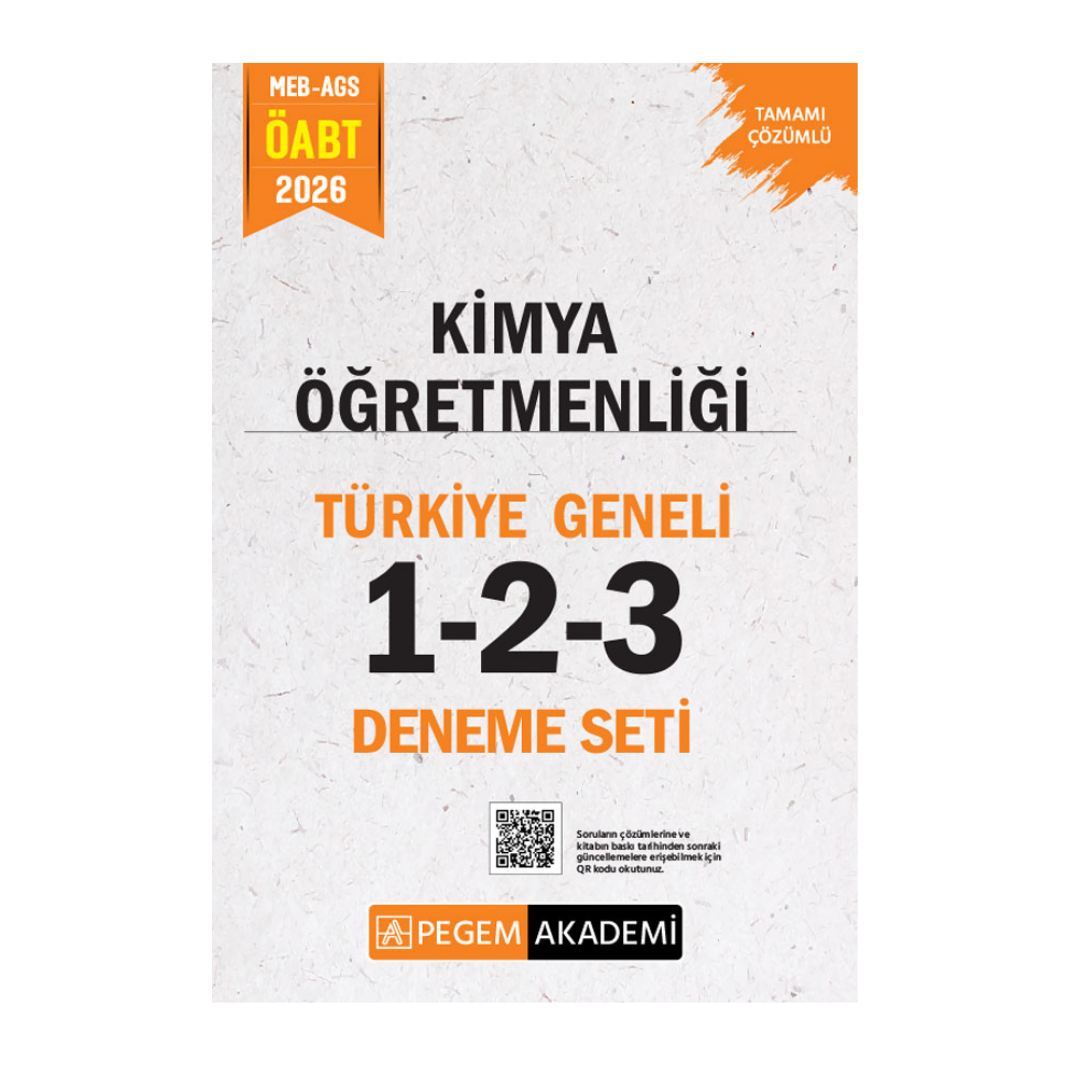 Pegem Yayınları 2026 MEB-AGS ÖABT Kimya Öğretmenliği Tamamı Çözümlü Türkiye Geneli 1-2-3 (3'lü Deneme Seti)
