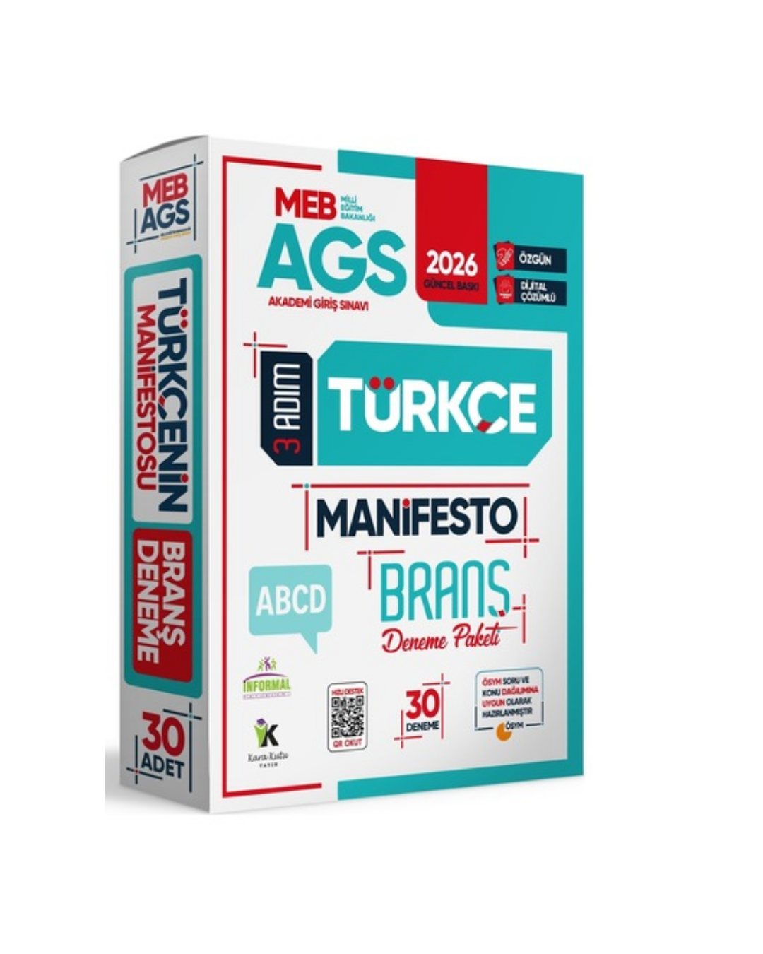 2026 MEB-AGS Türkçe 3 Adım Manifesto Branş Deneme Paketi 30lu Dijital Çözümlü (Sözel Mantık Dahil) İnformal Yayınları