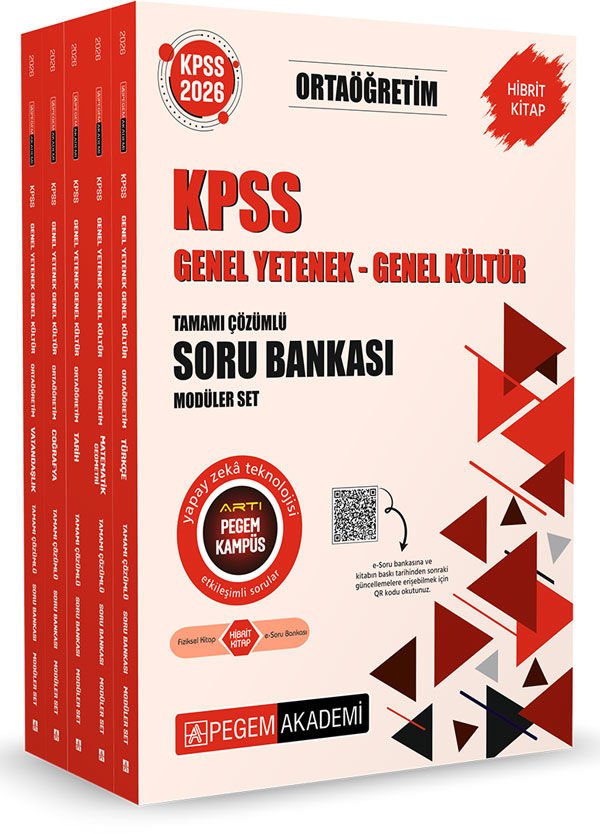 2026 KPSS Genel Yetenek Genel Kültür Ortaöğretim Tamamı Çözümlü Soru Bankası Modüler Set (5 Kitap) Pegem Yayınları