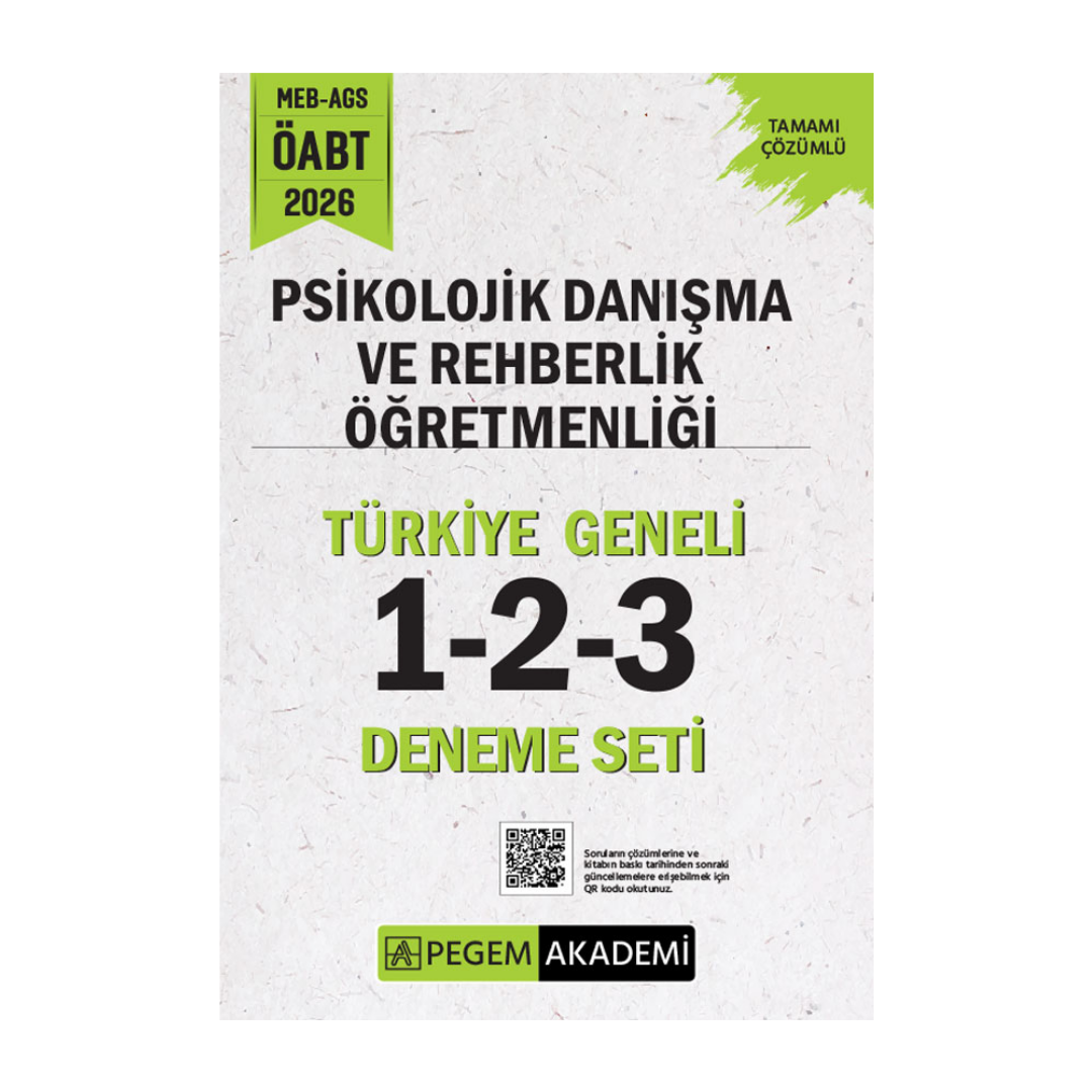 Pegem Yayınları 2026 MEB-AGS ÖABT Psikolojik Danışma ve Rehberlik Öğretmenliği Tamamı Çözümlü Türkiye Geneli 1-2-3 (3'lü Deneme Seti)