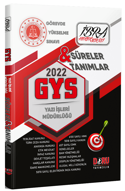 Doru 2022 GYS Adalet Bakanlığı İBRA Yazı İşleri Müdürlüğü Süreler ve Tanımlar Konu Anlatımlı Hazırlık Kitabı Görevde Yükselme Doru Yayıncılık